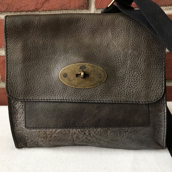 •❤️SOLD❤️Mulberry Anthony Grey Leather Messenger Crossbody Unisex Bag - Picture 13 of 16